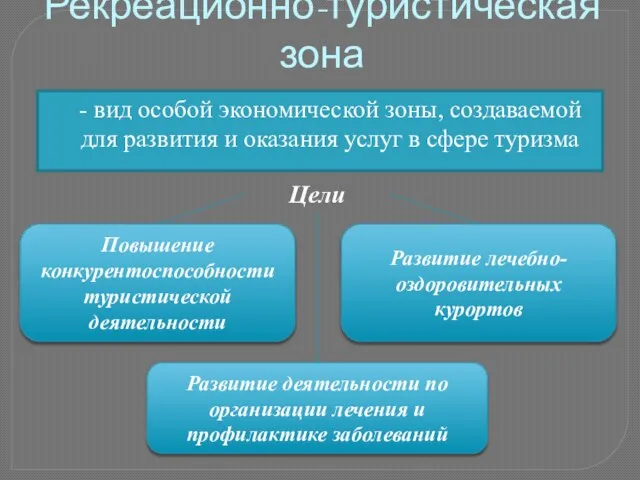 Рекреационно-туристическая зона - вид особой экономической зоны, создаваемой для развития и оказания