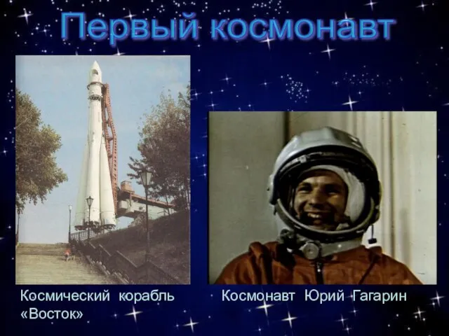 Космический корабль «Восток» Космонавт Юрий Гагарин Первый космонавт