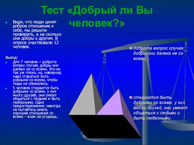 Тест «Добрый ли Вы человек?» Видя, что люди ценят доброе отношение к