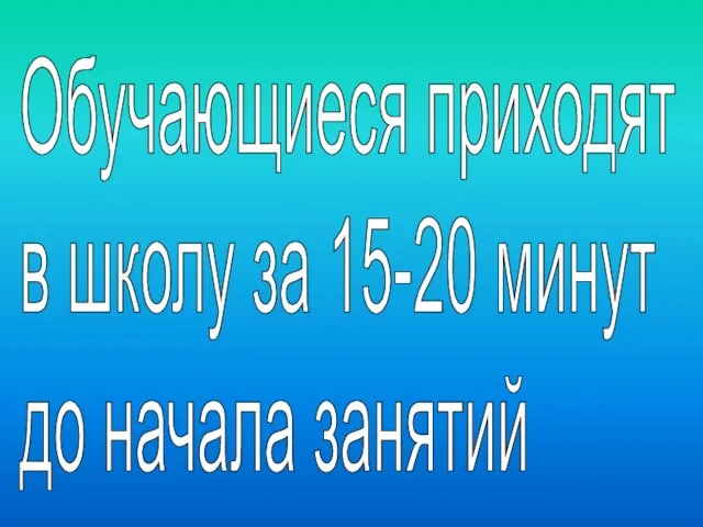 Обучающиеся приходят в школу за 15-20 минут до начала занятий