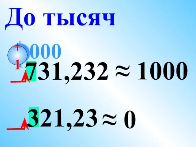 731,232 ≈ 1000 До тысяч 000 321,23 ≈ 0 +1