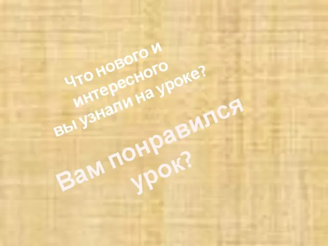 Что нового и интересного вы узнали на уроке? Вам понравился урок?