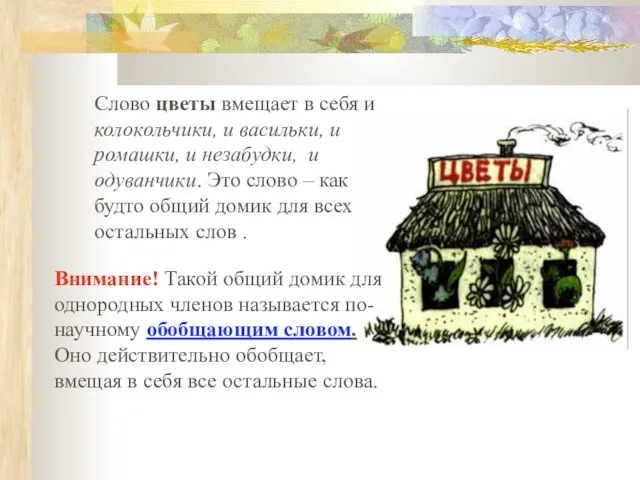 Слово цветы вмещает в себя и колокольчики, и васильки, и ромашки, и