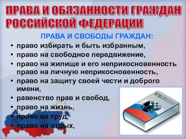 ПРАВА И СВОБОДЫ ГРАЖДАН: право избирать и быть избранным, право на свободное