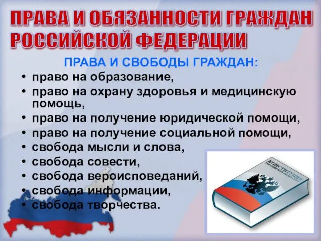 ПРАВА И СВОБОДЫ ГРАЖДАН: право на образование, право на охрану здоровья и