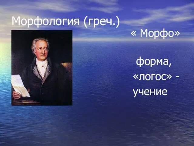 Морфология (греч.) « Морфо» - форма, «логос» - учение