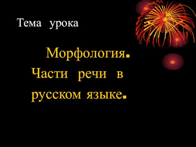 Тема урока Морфология. Части речи в русском языке.