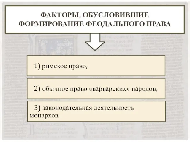 Факторы, обусловившие формирование феодального права