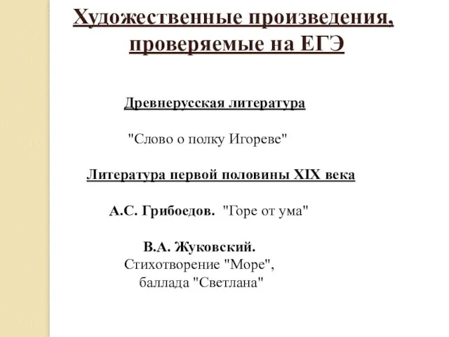 Древнерусская литература "Слово о полку Игореве" Литература первой половины XIX века А.С.