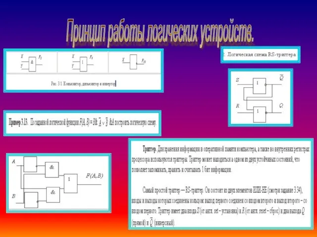 Принцип работы логических устройств.