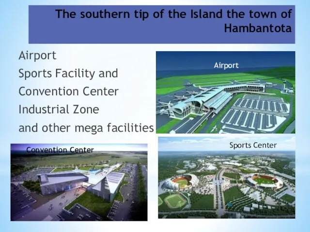 The southern tip of the Island the town of Hambantota Airport Sports