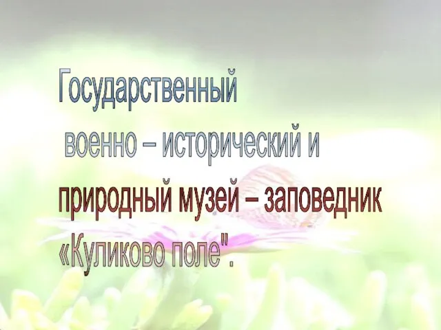 Государственный военно – исторический и природный музей – заповедник «Куликово поле".