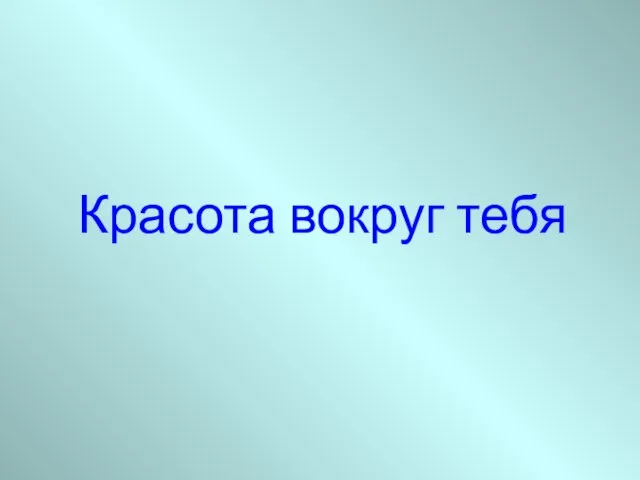 Красота вокруг тебя