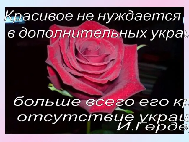 Красивое не нуждается в дополнительных украшениях - больше всего его красит отсутствие украшений. И.Гердер