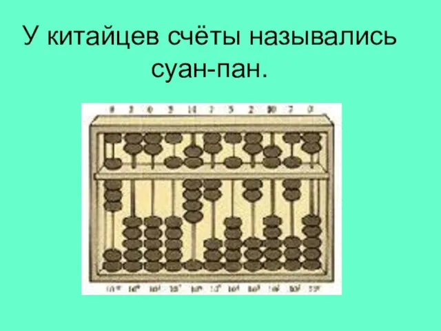 У китайцев счёты назывались суан-пан.