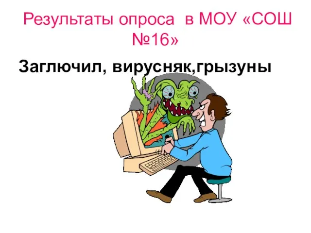 Результаты опроса в МОУ «СОШ №16» Заглючил, вирусняк,грызуны