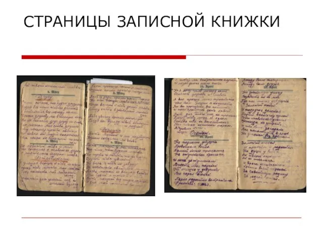 СТРАНИЦЫ ЗАПИСНОЙ КНИЖКИ