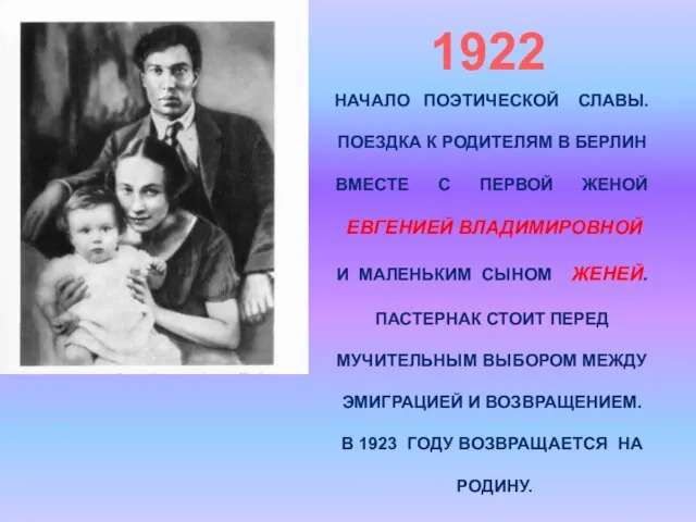 Начало поэтической славы. Поездка к родителям в берлин Вместе с первой женой