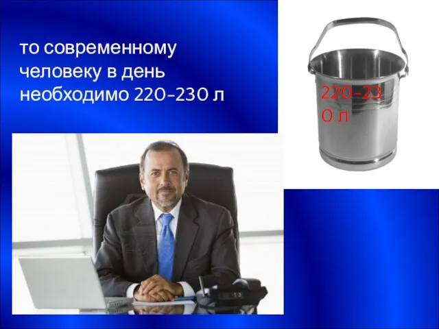 220-230 л то современному человеку в день необходимо 220-230 л