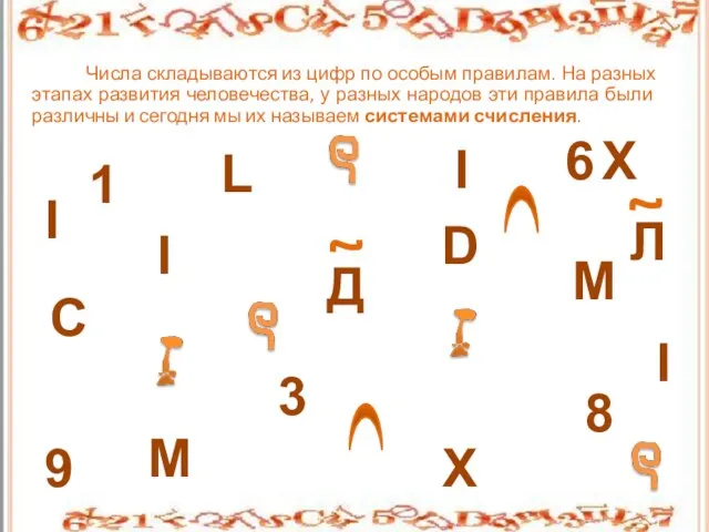 Числа складываются из цифр по особым правилам. На разных этапах развития человечества,