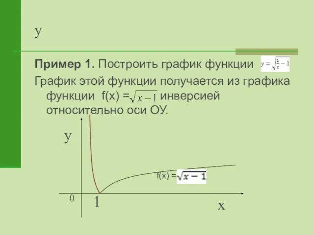 y Пример 1. Построить график функции График этой функции получается из графика