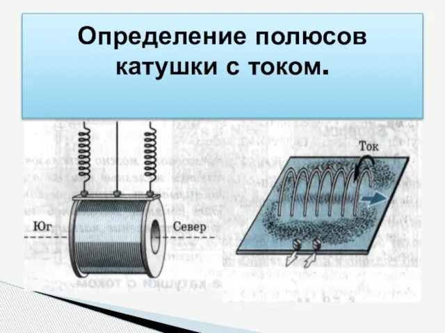 Определение полюсов катушки с током.