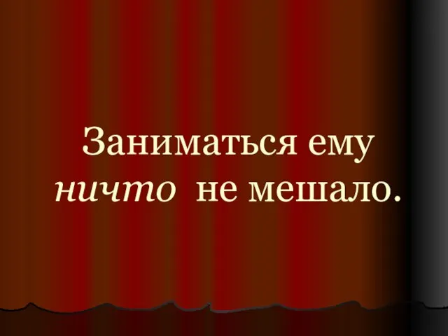 Заниматься ему ничто не мешало.