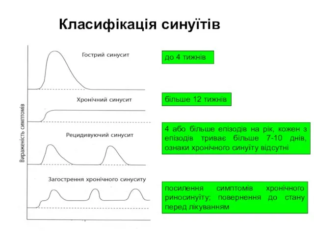 Класифікація синуїтів до 4 тижнів більше 12 тижнів 4 або більше епізодів