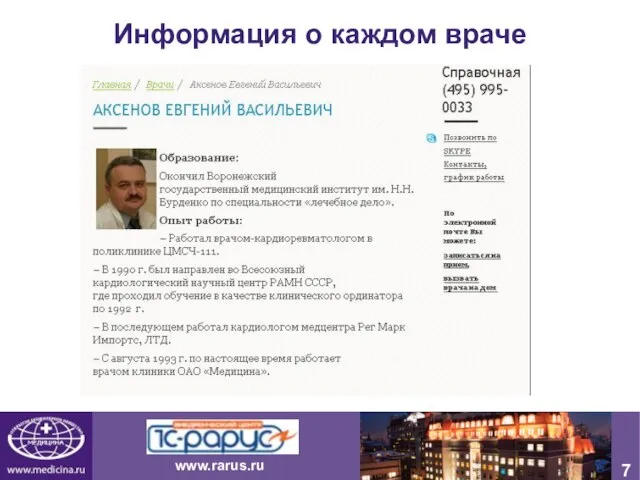 1 1 7 Информация о каждом враче www.rarus.ru