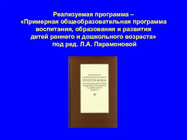 Реализуемая программа – «Примерная общеобразовательная программа воспитания, образования и развития детей раннего