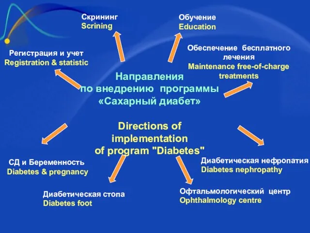 Направления по внедрению программы «Сахарный диабет» Directions of implementation of program "Diabetes"
