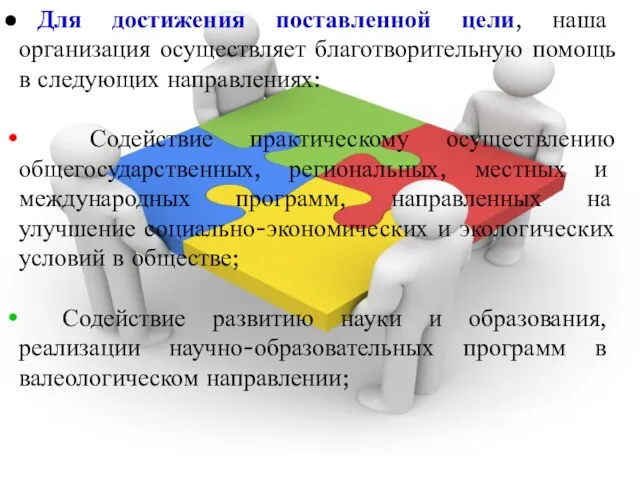 Для достижения поставленной цели, наша организация осуществляет благотворительную помощь в следующих направлениях: