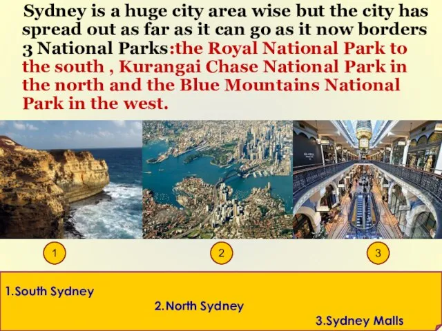 Sydney is a huge city area wise but the city has spread