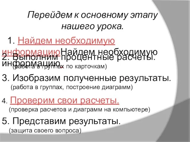 Перейдем к основному этапу нашего урока. 11. Найдем необходимую информациюНайдем необходимую информацию.