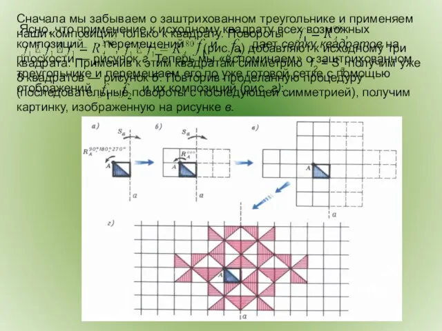 Сначала мы забываем о заштрихованном треугольнике и применяем наши композиции только к