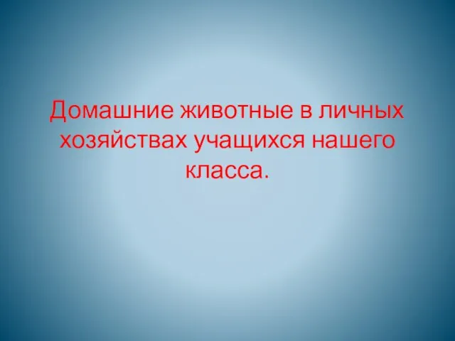 Домашние животные в личных хозяйствах учащихся нашего класса.