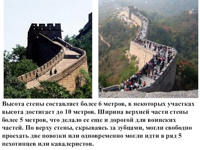 Высота стены составляет более 6 метров, в некоторых участках высота достигает до