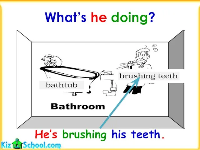 What’s he doing? He’s brushing his teeth.