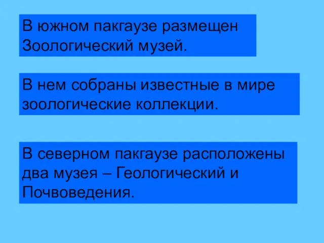 В южном пакгаузе размещен Зоологический музей. В нем собраны известные в мире