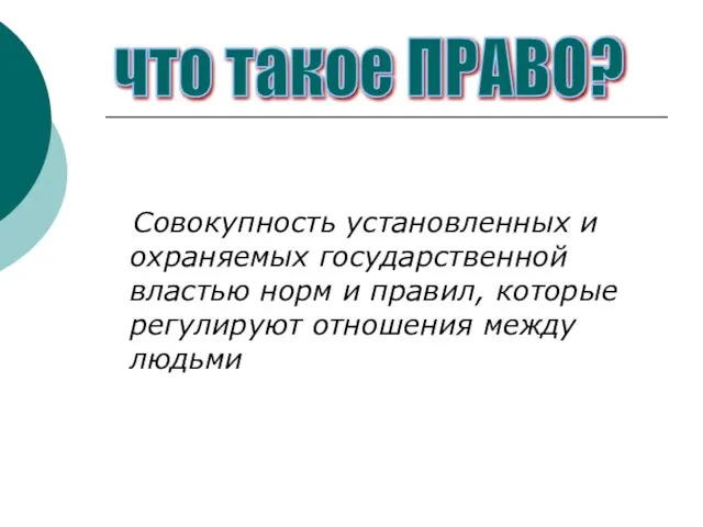 Совокупность установленных и охраняемых государственной властью норм и правил, которые регулируют отношения