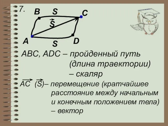 7. A B C D S S S ABC, ADC – пройденный