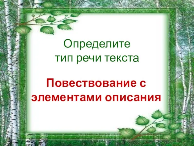 Определите тип речи текста Повествование с элементами описания