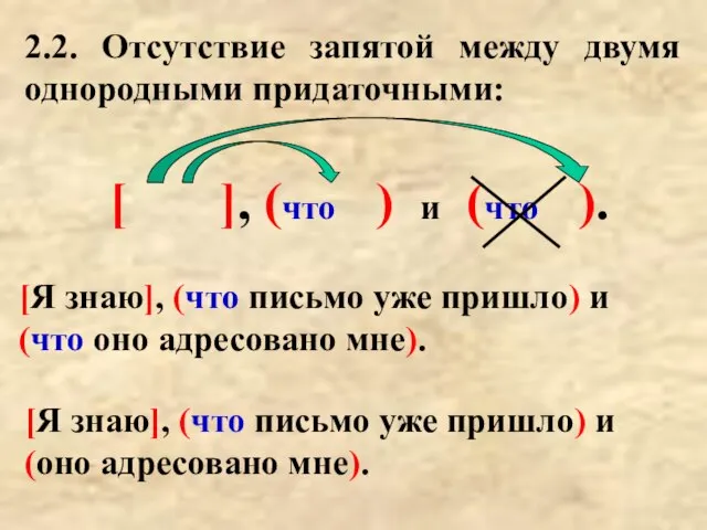 2.2. Отсутствие запятой между двумя однородными придаточными: [ ], (что ) и