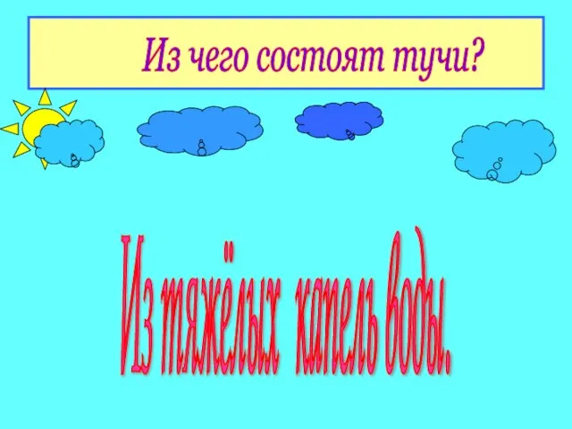 Из чего состоят тучи? Из тяжёлых капель воды.