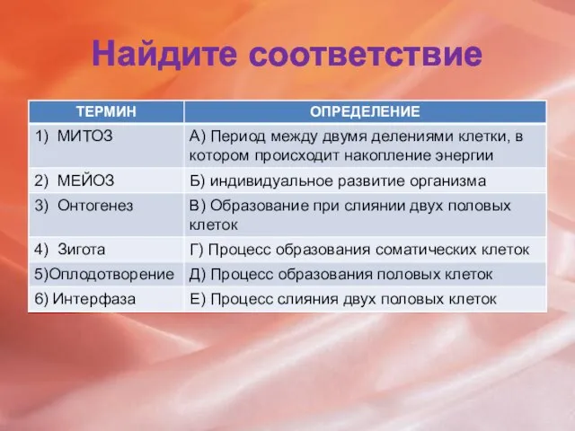 Найдите соответствие