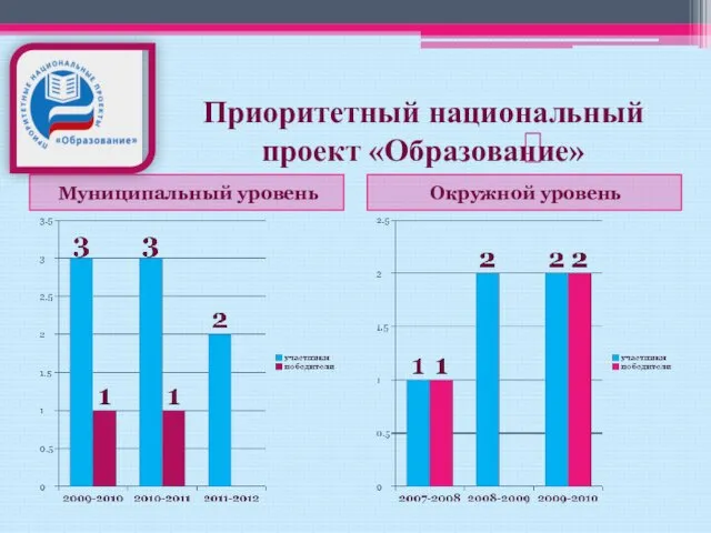 Приоритетный национальный проект «Образование» Муниципальный уровень Окружной уровень