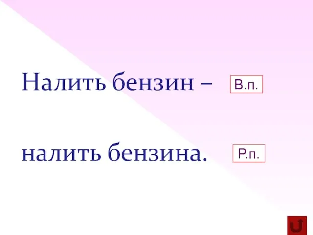 Налить бензин – налить бензина. В.п. Р.п.