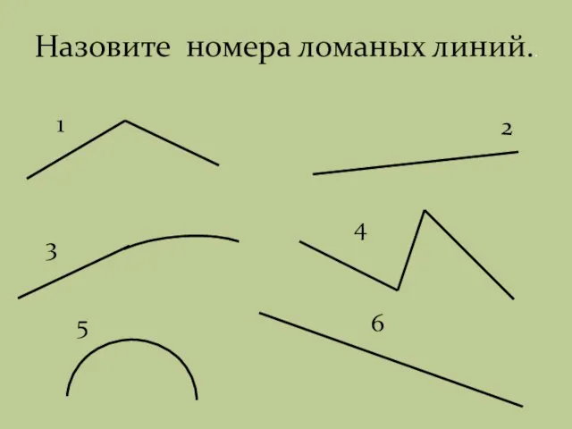 1 2 3 4 5 6 Назовите номера ломаных линий..