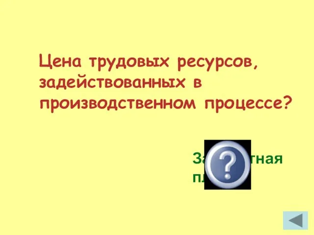 Цена трудовых ресурсов, задействованных в производственном процессе? Заработная плата