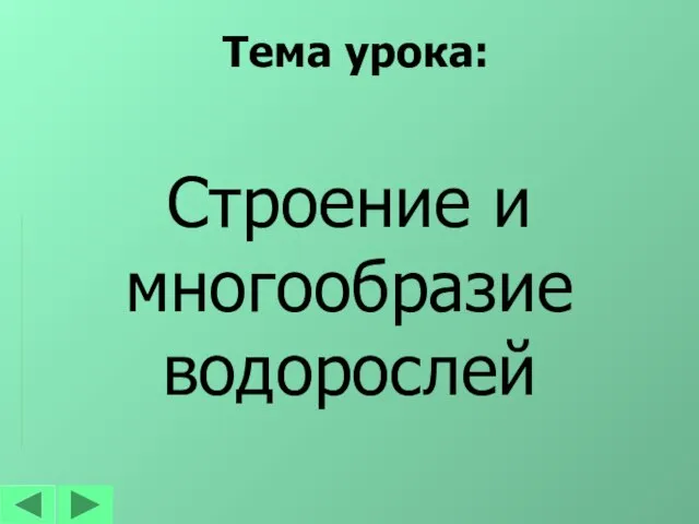 Тема урока: Строение и многообразие водорослей